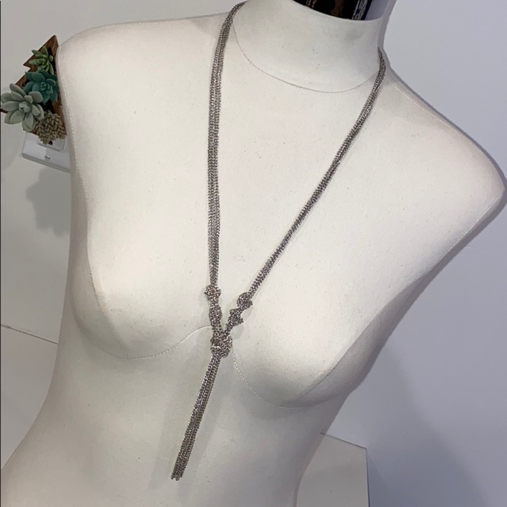 Silver long Statement necklace